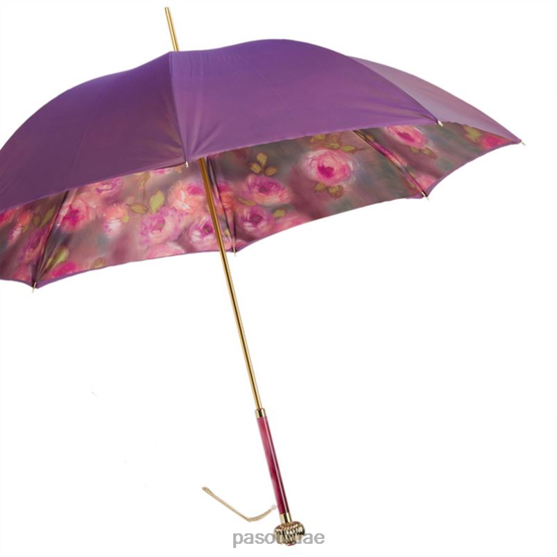 مظلة | 189 56896-1 u14pf - مظلة أرجوانية مع ورود مطبوعة من الداخل، قماش مزدوج PASOTTI Z446V373